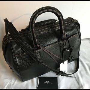 Coach Rogue Satchel Whipstitched handles Suede